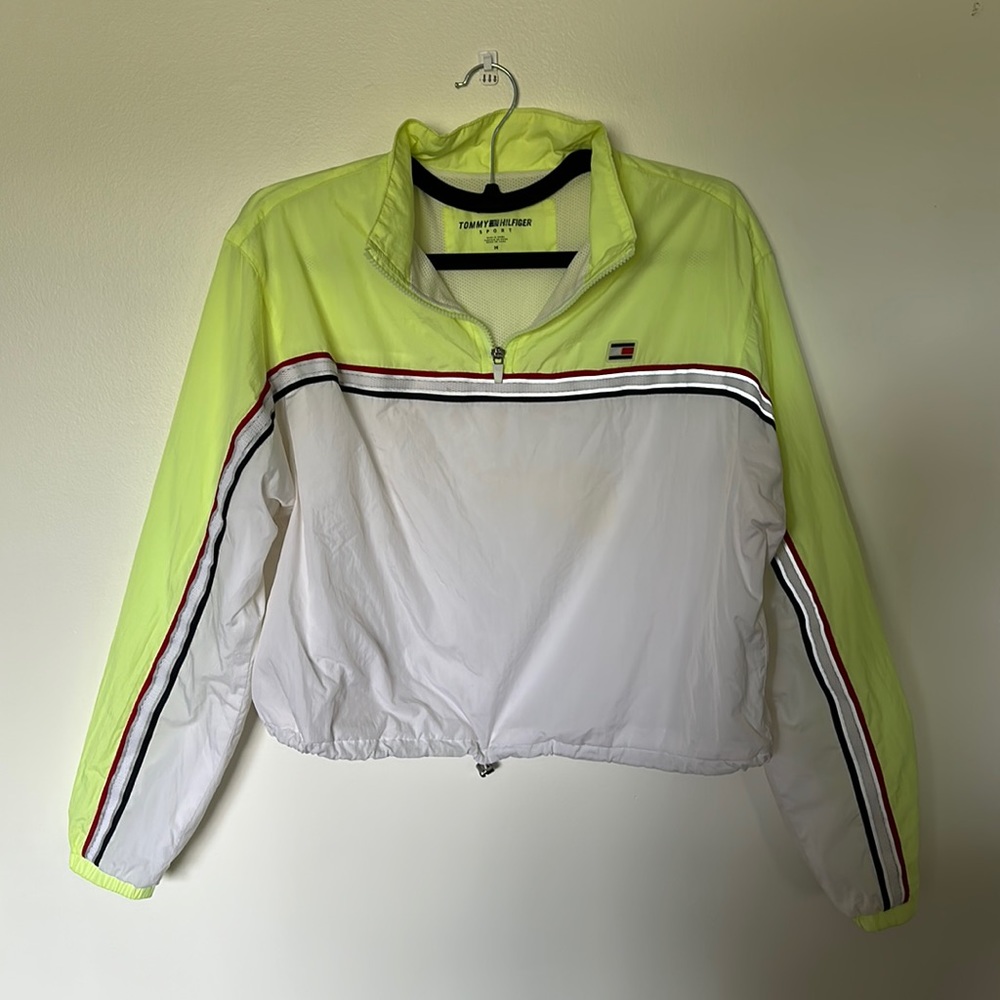 Tommy Hilfiger Women's Lightweight Windbreaker Jacket 1/4 Zip Cropped Sz medium